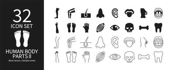 Various parts of the human body icon set