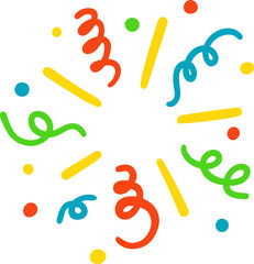 Popping ribbon confetti. Exploding party popper. Festive firework icon for celebrating christmas, birthday. Color serpentine. Vector illustration isolated on white background.