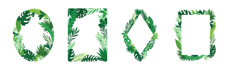 Frames with Green Leaves or Foliage Vector Set © Happypictures