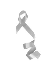 silver ribbon isolated on transparent background, for birthday or celebration concept, PNG file