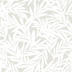 seamless floral background with leaves. vector grey abstact pattern with white leaves.
