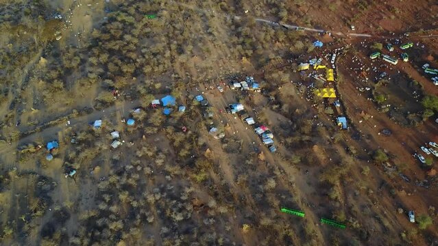 Aerial view of Gada ceremony camp Yabelo Ethiopia