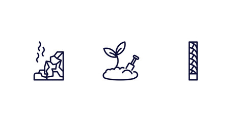 set of nature thin line icons. nature outline icons included mountain pse, farming, escuamiforme vector.