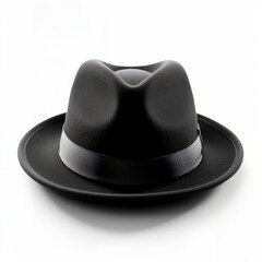 Black fedora hat isolated on white background