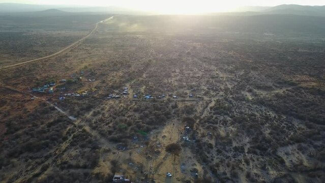 Aerial view of Gada ceremony camp Yabelo Ethiopia