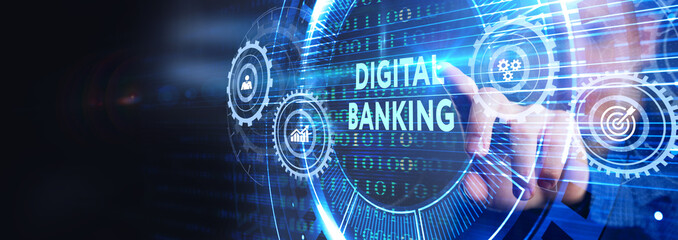Digital bank. Online banking and transaction concept.