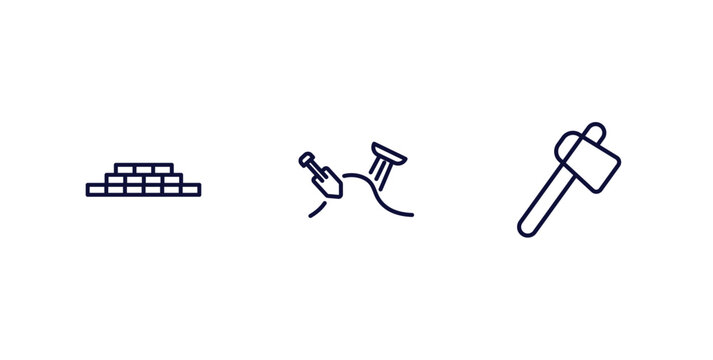 set of history thin line icons. history outline icons included bricks, archaeological, ancient weapon vector.