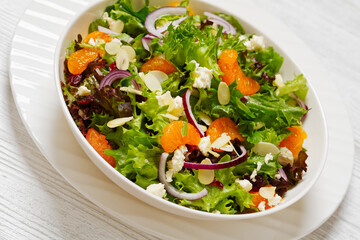 Mandarin Orange Salad in white bowl, top view