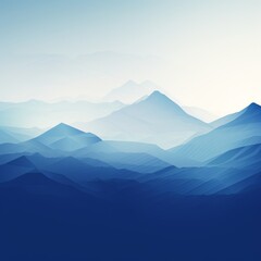 Bluish abstract minimalistic image with fading mountains. Beautiful illustration picture. Generative AI
