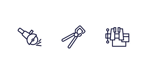 set of construction thin line icons. construction outline icons included , big clippers,