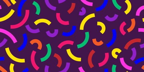 Fun childish seamless pattern with squiggly line. Doodle geometric background for kid birthday party, creative scribble repeat texture in modern style, vector illustration