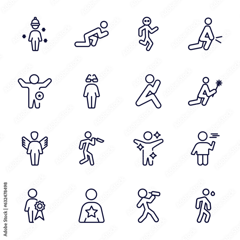 Sticker set of feeling and reaction thin line icons. feeling and reaction outline icons such as chill human, crappy human, better human, lonely fantastic special good drained anxious vector.