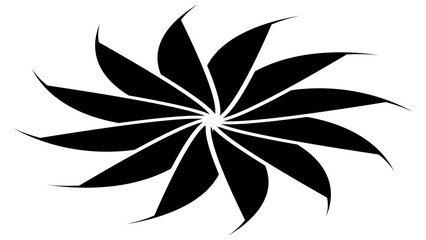 Isometric sun or flower shape silhouette isolated on white. Circular shape with petals. Clipart.