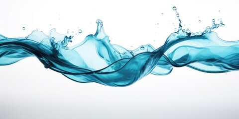 Blue water splashing on white background. Generative AI
