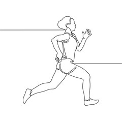 Fototapeta na wymiar Continous single lineart of a person jogging
