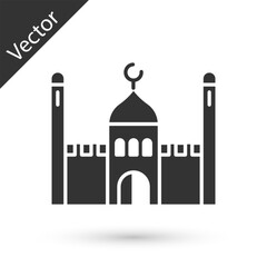Grey Muslim Mosque icon isolated on white background. Vector Illustration