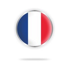 France flag circle design with transparent background silver frame