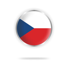Czech republic flag circle design with transparent background silver frame