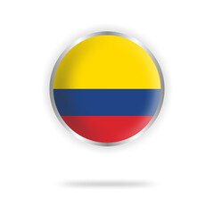 Colombian flag circle design with transparent background silver frame