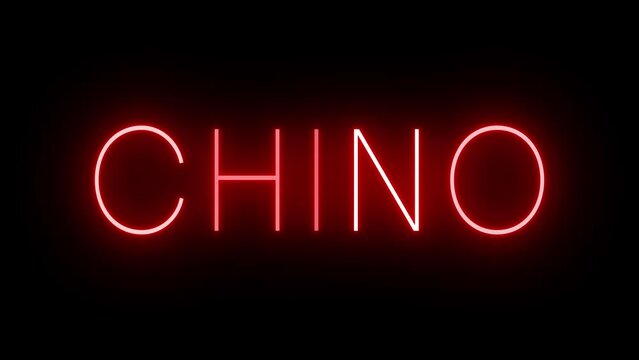 Red flickering and blinking animated neon sign for the city of Chino