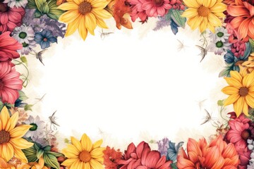 Obraz premium Picture frame lined with sunflowers