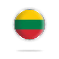Lithuanian flag circle design with transparent background silver frame