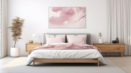 Modern Simple Pink Bedroom Interior
