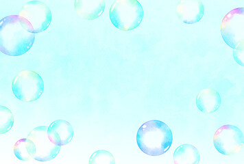 背景素材_水彩_シャボン玉_空