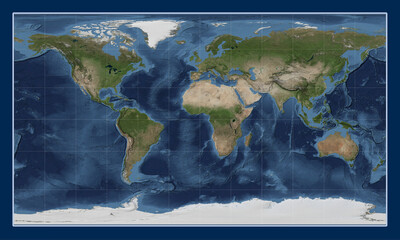 World satellite map - 0 PM. Patterson Cylindrical