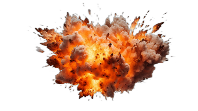 realistic explosion on transparent background.