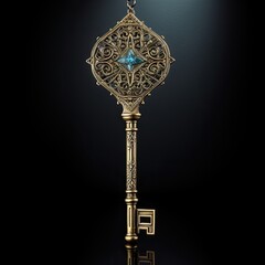 golden key with intricate engravings created using generative AI tools