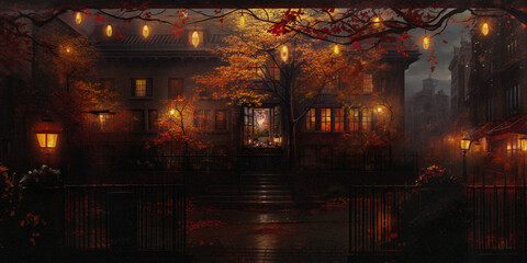 Autumn illustration cozy autumn atmosphere 