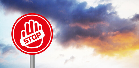 Red stop sign. Vector icon	