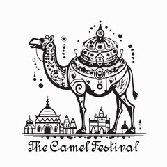 the camel festival. Festival of India illustration flat