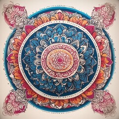 Colorful Mandala Floral Pattern With flower background AI Generated