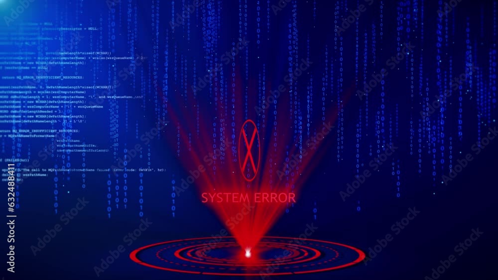 Aufkleber attention danger symbol on dark red glitched background. computer virus. system hacked error sign. m