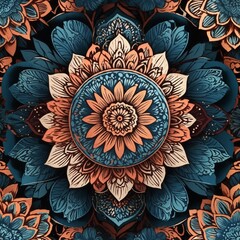 Colorful Mandala Floral Pattern With flower background AI Generated