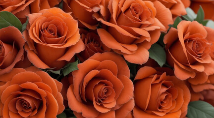 Closeup shot of a luxurious bouquet of orange and brown roses on a black by Generative AI