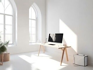 modern office interior desktop table 