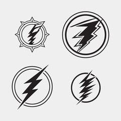 set of four electric icons with four different types of electric power