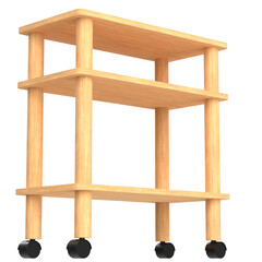 3D rendering illustration of a wooden utility cart