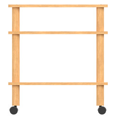 3D rendering illustration of a wooden utility cart