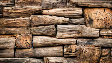 Old wooden logs background