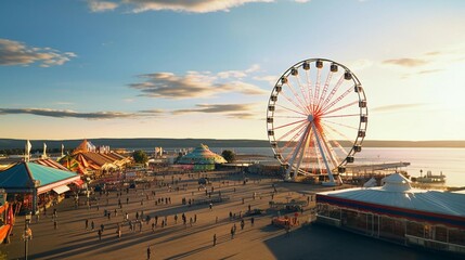 a ferris wheel in a city