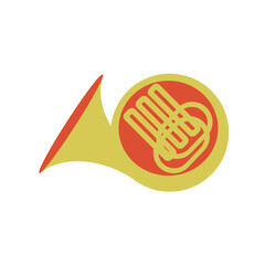 楽器のイラスト　ホルン　イエロー