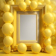 Fototapeta na wymiar a frame of yellow balloons. generated by AI