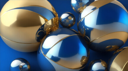 Gold blue and silver spheres on top by Generative AI