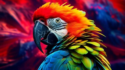 a colorful bird with a tropical theme