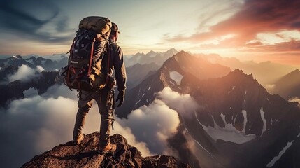 Obraz premium a person standing on a mountain