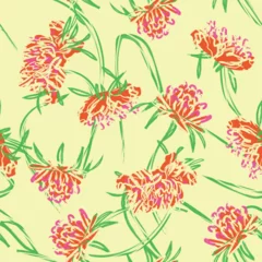 Deurstickers Pastels Botanical Floral Seamless Pattern Design © Siu-Hong Mok